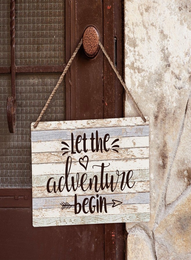 huester Let the Adventure Begin Wood Plaque Sign, Rustic Camping Wall decor, Cabin Camping Camper Wall Decor, Gifts for Camper Men, Travel Wall Decor Sign Kitchen Home Wall Hanging Decor, 12x6 inch - Image 2